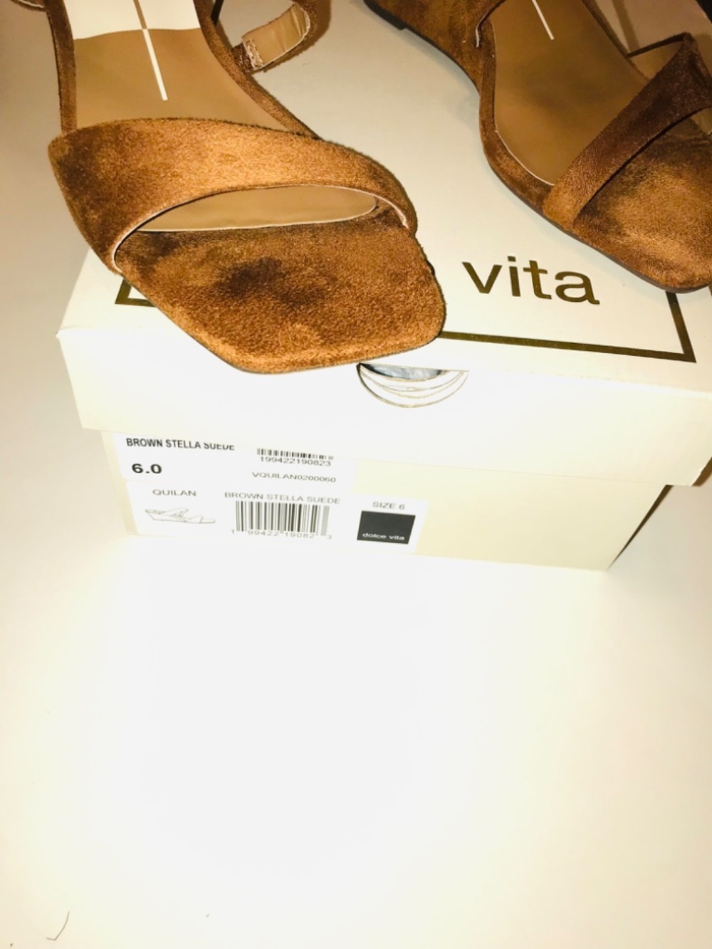 NWT Dolce Vita Quilan Suede Strappy Wedge Sandals Slides Brown Square Toe 6 NIB - Picture 11 of 15
